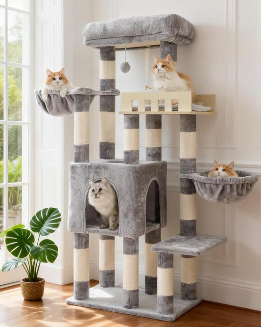 Cat Tree for Indoor Cats Large Adult, Heavy Duty Cat Tree for Large Cats 20 lbs+ by Gitelnour