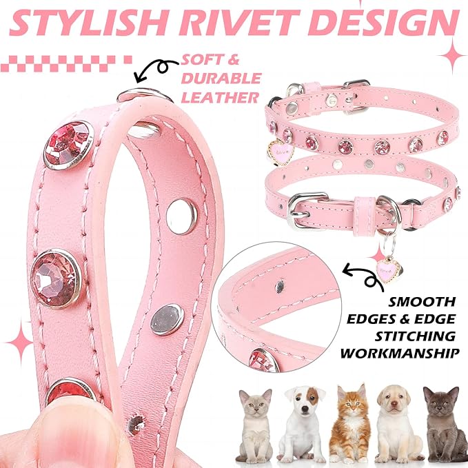 EXPAWLORER Leather Cat Collar for Girl Boy- Adjustable Pet Collar - Image 4