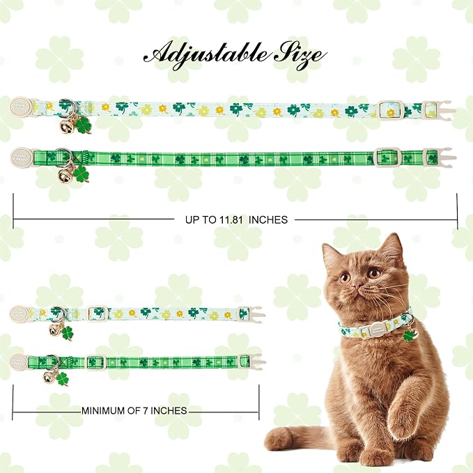 Unique Style Paws Saint Patrick Cat Collar, Shamrock Cat Collars, Adjustable - Image 4