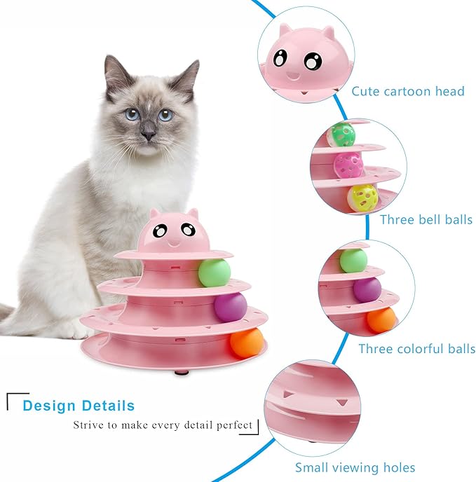 UPSKY Cat Toy Roller 3-Level Turntable Cat Toy Balls - Image 4