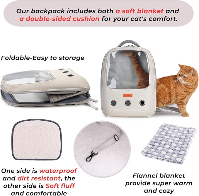 Lollimeow Pet Carrier Backpack, Bubble Backpack Carrier, Cats and Puppies - Image 6