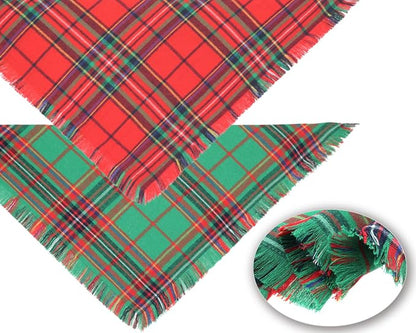 Christmas Dog Bandanas 2PCS-Large, Winter Classic Red Green Plaid Dog Scarf - Image 3