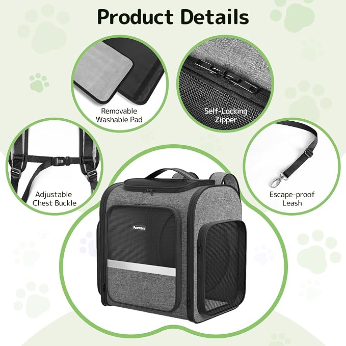 Cat Backpack with Detachable Play Tunnel, 2 in 1 Cat Tunnel Backpack Suitable - Image 8