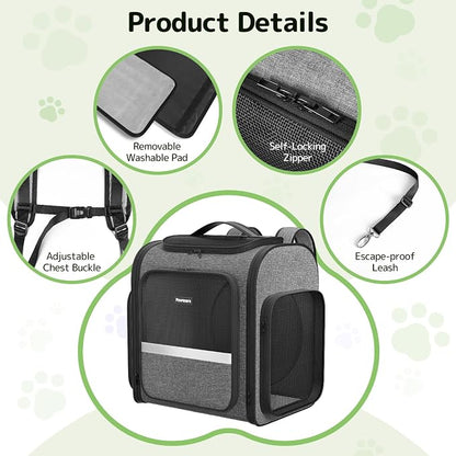 Cat Backpack with Detachable Play Tunnel, 2 in 1 Cat Tunnel Backpack Suitable - Image 8