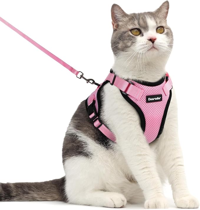 Dooradar Cat Harness and Leash Set, Escape Proof Safe Adjustable Kitten Vest by Dooradar