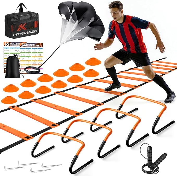 Agility Ladder, Soccer Football Training Equipment Set - 20ft Speed Ladder by FITPARNER