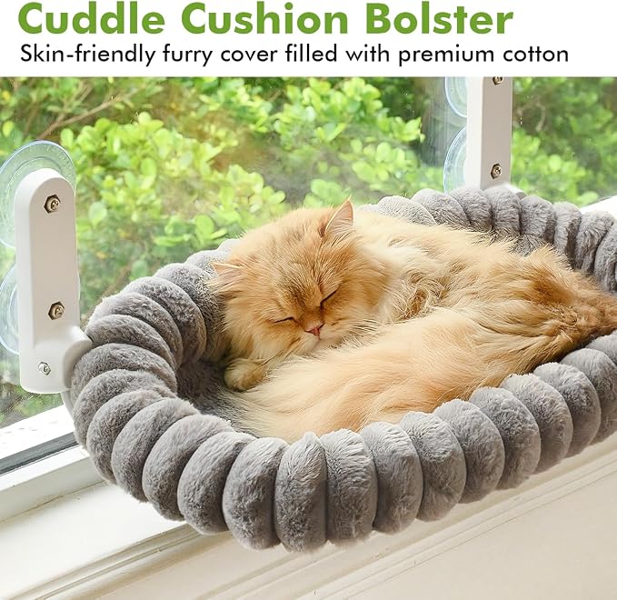 Cat Window Perch with Bolster, Cordless Foldable Cat Window Hammock with Strong - Image 2