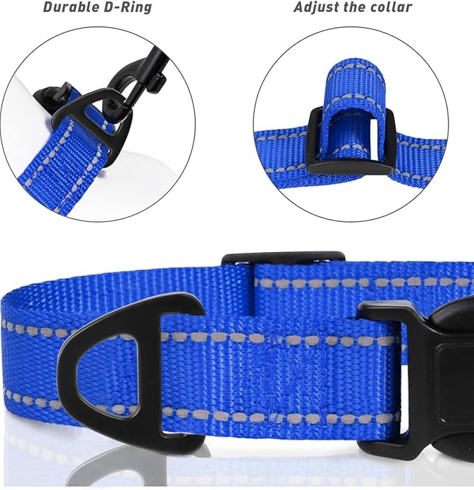 TagME Reflective Nylon Dog Collars, Adjustable Classic Pet Collar - Image 4