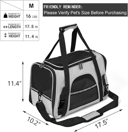Dog Cat Carrier Soft for Small Pet Up to 16 Lbs TSA Airline Approved Travel - Image 2