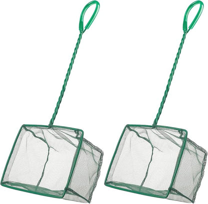 Pawfly Aquarium Fish Net with Braided Metal Handle Square Net with Soft Fine by Pawfly