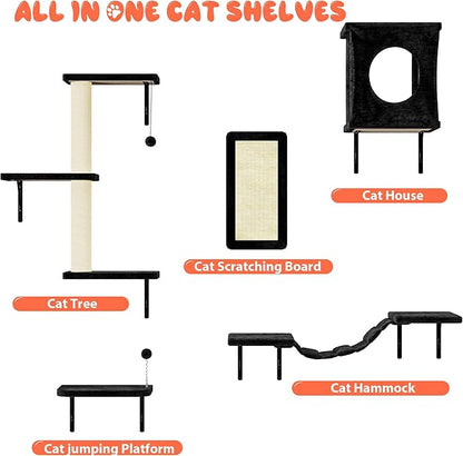 NUNU LAB Cat Wall Shelves Set, Scratching Post, Wall Shelves - Image 4