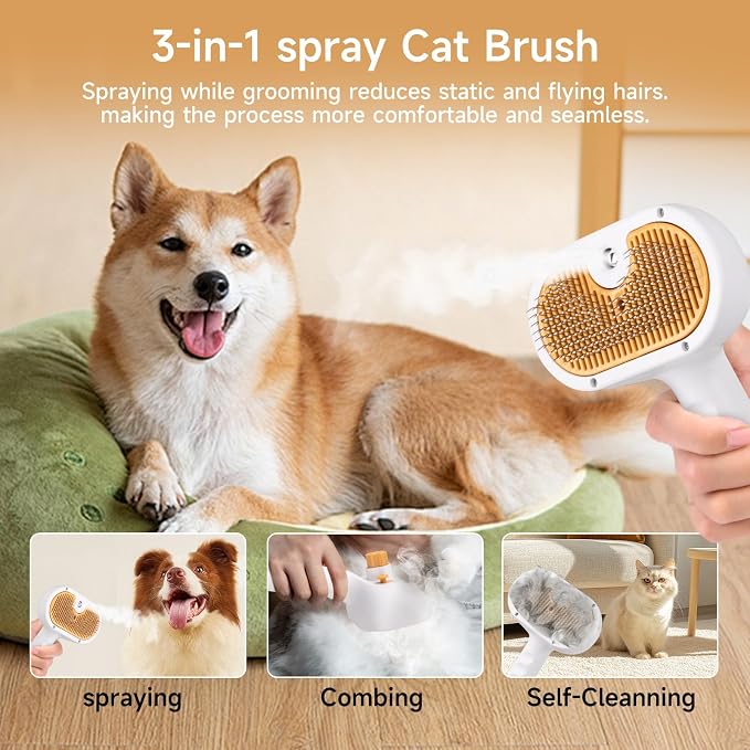 Pet Steam Brush for Dog & Cat – shower bath brush – Steam for Shedding & - Image 5