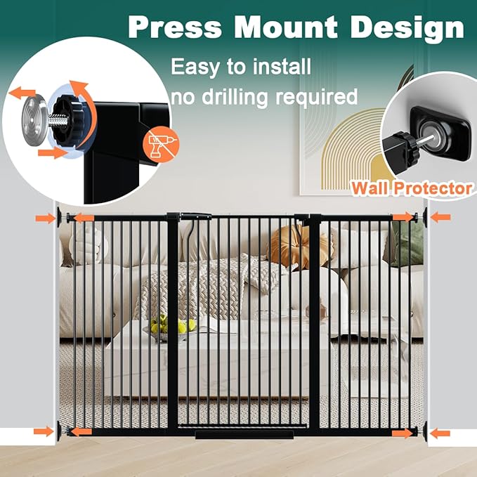 Fairy Baby 40.5" Extra Tall Baby Gate, 72.3"-76.7" Extra Wide Large Dog Pet - Image 6