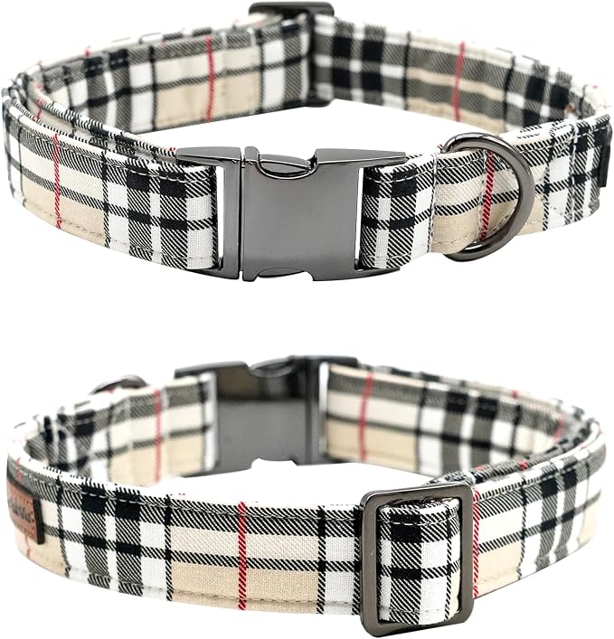 Dog Collar- Plaid Pet Collar Cute Pet Bow Soft Girl or Boy Dog Collars - Image 4