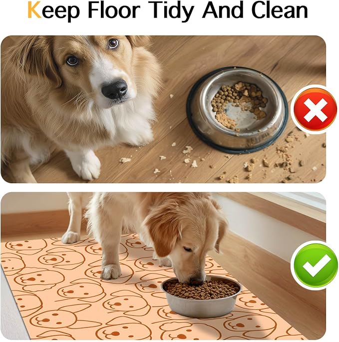 Adorable Cute Dog Faces Pattern Pets Food Mat Spill-Proof Pets Feeding Mats - Image 8