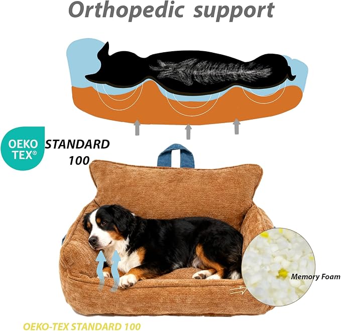 Orthopedic Dog Bed with Memory Foam, Washable Plush Pet Bed - Image 4