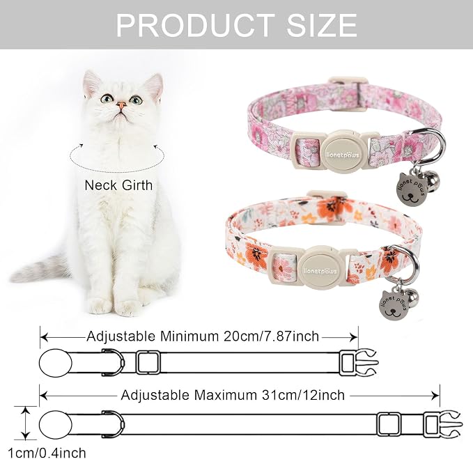Lionet Paws 2pcs Pack Cotton Cat Collar, Breakaway Buckle - Image 5
