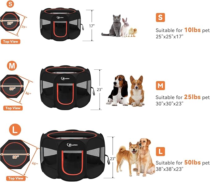 Black Dog Cat Playpen, Puppy Pet Playpen Indoor - Image 7