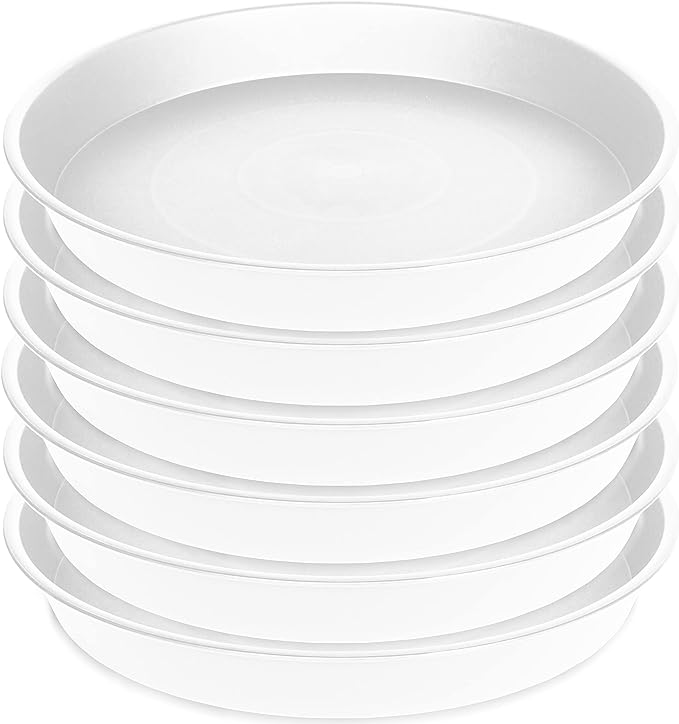 6 Pack of 8 inch Plant Saucer, Heavy Duty Plastic Plant Drip Trays 8" Round by Bleuhome