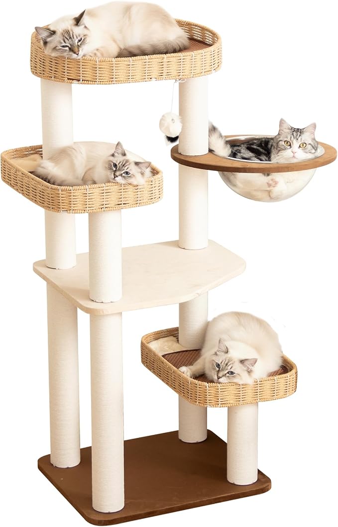 Modern Cat Tree for Large Cats, 48-Inch Tall Cat Tree Tower by PETTIFULCATTREE