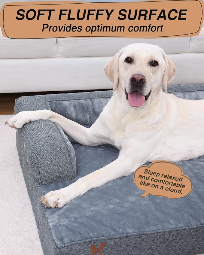 KSIIA Washable Dog Bed XL Senior Dog, Orthopedic Warm Soft Pet Sofa Waterproof - Image 6