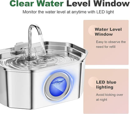 Cat Water Fountain Stainless Steel 108oz/3.2L, APAUK Automatic Pet Fountain Dog - Image 4