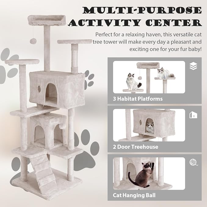 Heavy Duty Cat Tree Tower, Cat Condo, Hanging Ball - Image 4