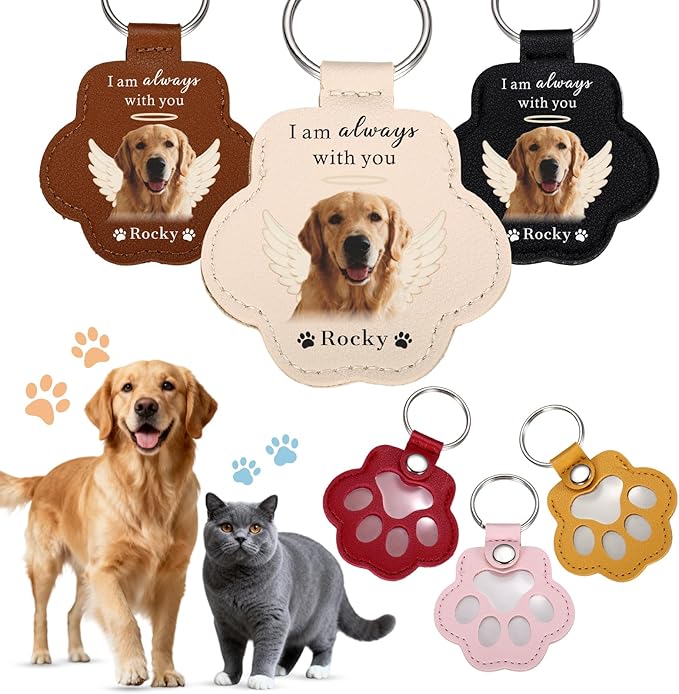 Custom Leather Pet Fur Keychain – Personalized Memorial Keepsake Keyring by Unknown