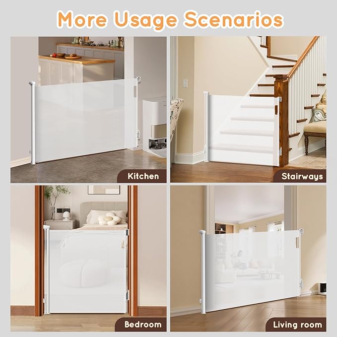 Retractable Baby Gate for Stairs, Automatic Tension, One-Hand Operation - Image 8