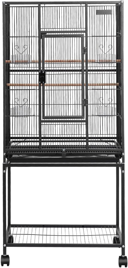 VEVOR Bird Cage, 24.6 x 16.7 x 53.9 inch, Flat Top, Wrought Iron Bird Flight - Image 9