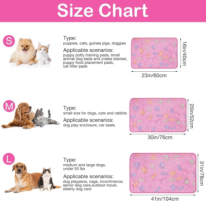 Dono 1 Pack 6 Dog Blankets, Soft Fluffy Fleece Pet Blanket Warm Sleep Mat Paw - Image 2