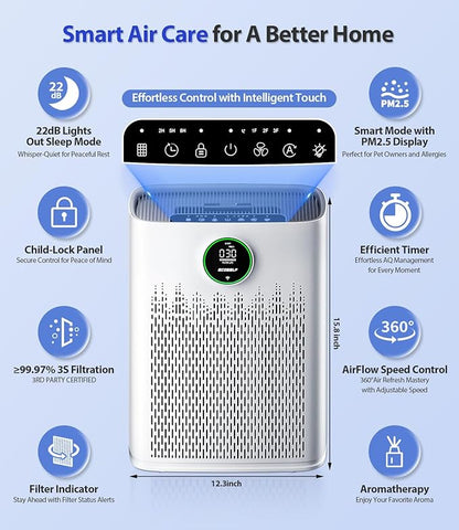 Smart Air Purifier for Home Large Rooms, - Image 6