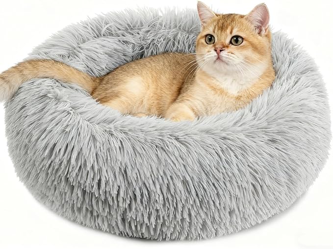 Cat Bed - Calming Cat Bed for Small Kittens Donut Washable Round for Indoor by Unknown
