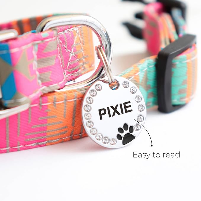 Paw Shape Dog ID Tag Stainless Steel Custom Laser Engraved, Cute Bling Glitter - Image 6