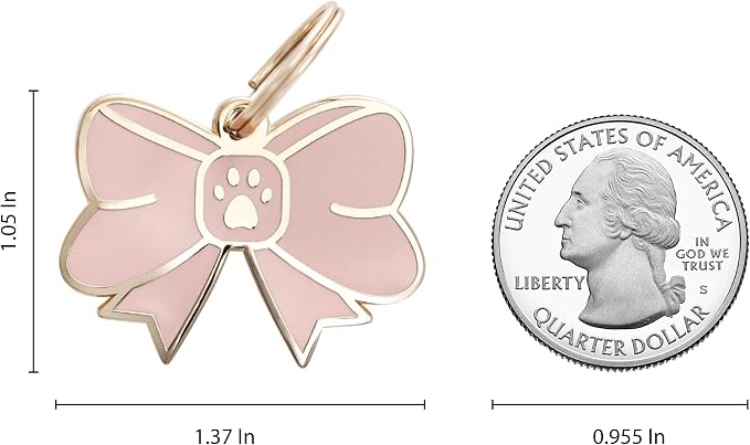 Two Tails Bow Pet ID Tag, Personalized Dog Name Tag - Image 2