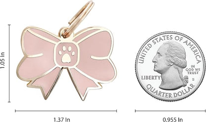 Two Tails Bow Pet ID Tag, Personalized Dog Name Tag - Image 2