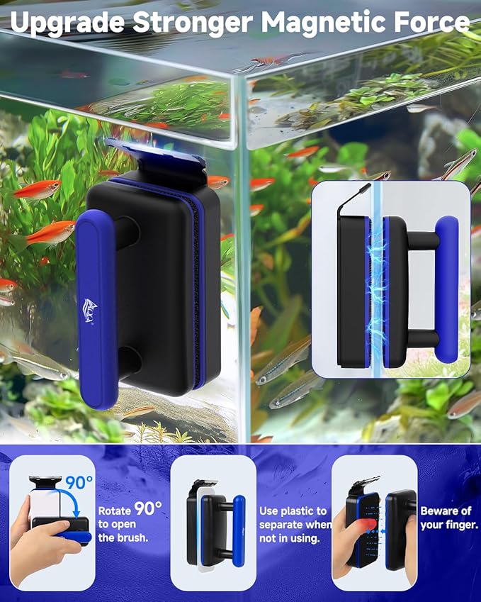 AQQA Magnetic Aquarium Fish Tank Glass Cleaner, Dual-Blades Algae Scraper Glass - Image 2