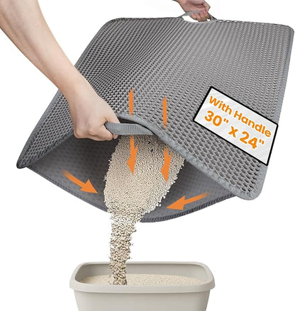 Cat Litter Mat-30"X24" Jumbo Litter Trapping Mat EVA Honeycomb, Urine & by Conlun
