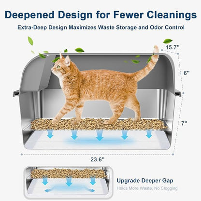 7" Deep Stainless Steel Sifting Litter Box - Image 4