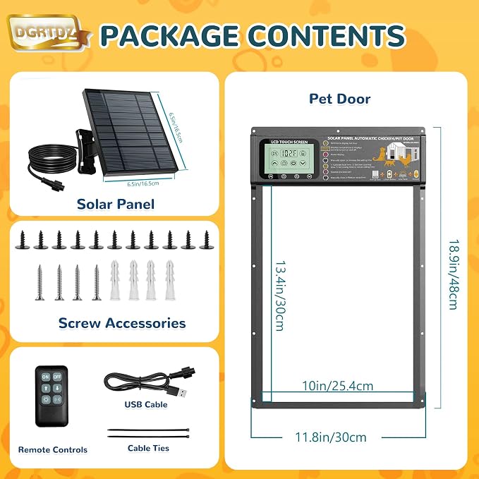 Dog Door, Solar & USB Rechargeable Pet Door, Timer & Light Sensor Modes Doggy - Image 6
