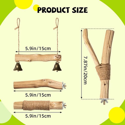 Natural Solid Wood Bird Perch and Swing - Image 2