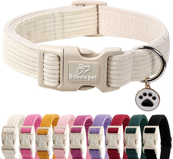 Cute Corduroy Dog Collar by Babolepet