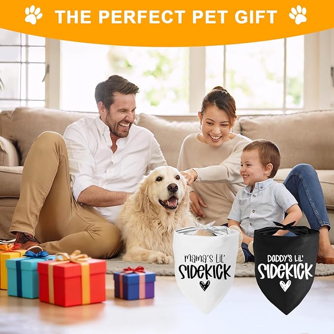 2 Pack Dog Bandana Pregnancy Announcement, Daddy's and Mama's Lil Sidekick - Image 7