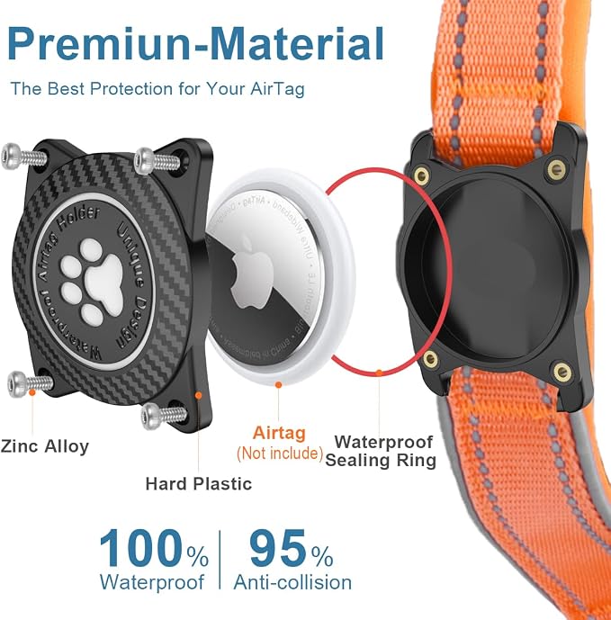 Airtag Dog Collar with Waterproof Air Tag Holder, Luminous Reflective, Soft - Image 3