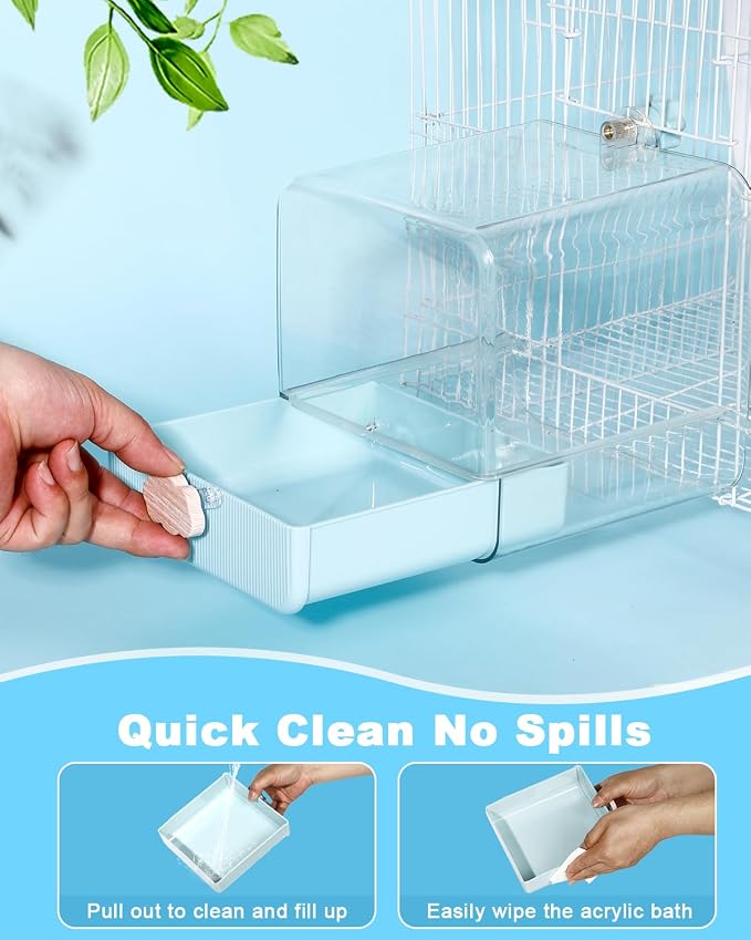 Hanging Bird Bath for Cage, 3 in 1 Multifunction Bird Bath/Bowl/House, Bird - Image 6
