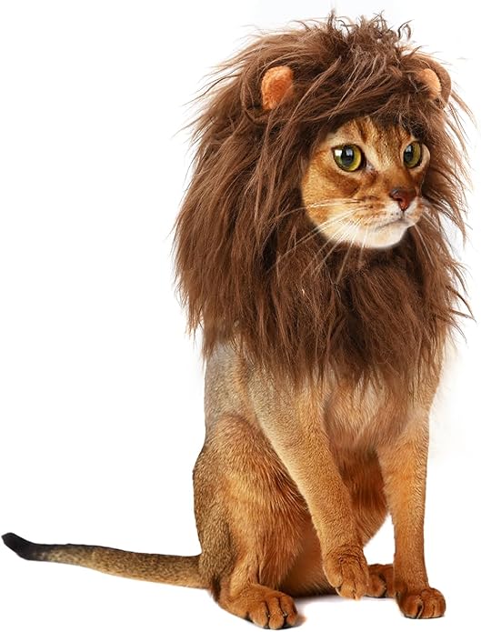 Onmygogo Lion Mane Wig for Cats and Dogs, Funny Pet Cat Costumes for Halloween by Onmygogo