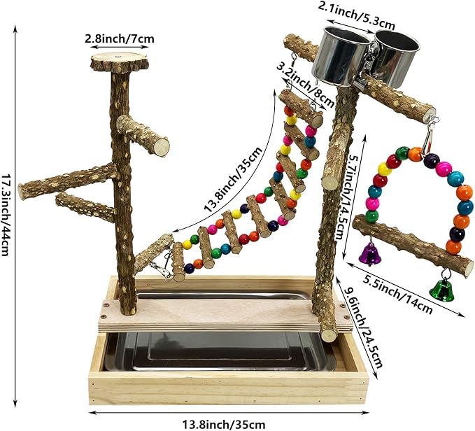 Tfwadmx Bird Playground Natural Wood Bird Play Stands Parrot Perch Stand - Image 3