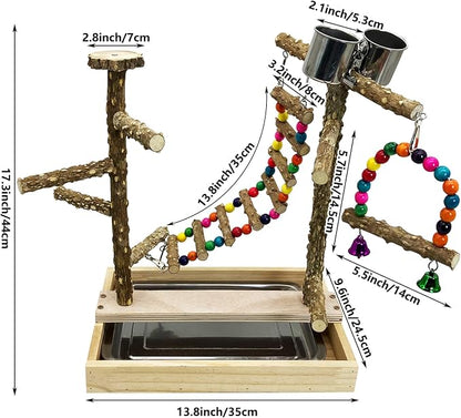 Tfwadmx Bird Playground Natural Wood Bird Play Stands Parrot Perch Stand - Image 3