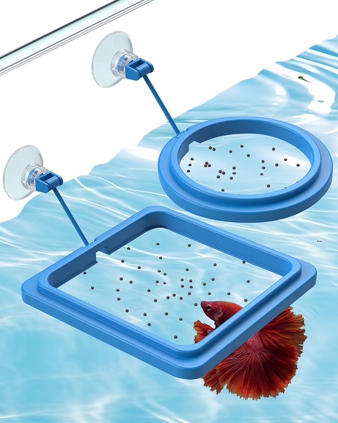 Pawfly 2 Pcs Fish Feeding Ring for Aquarium – Round and Square Floating Food by Pawfly
