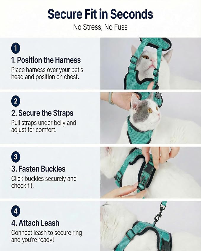Luxelle 2 Pack Escape-Proof Cat Harness and Leash Set - Image 5